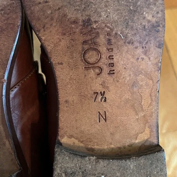 Vintage Leather Joan & David Handmade in Italy Brown Oxford 7.5 Narrow Fringe - Picture 8 of 8